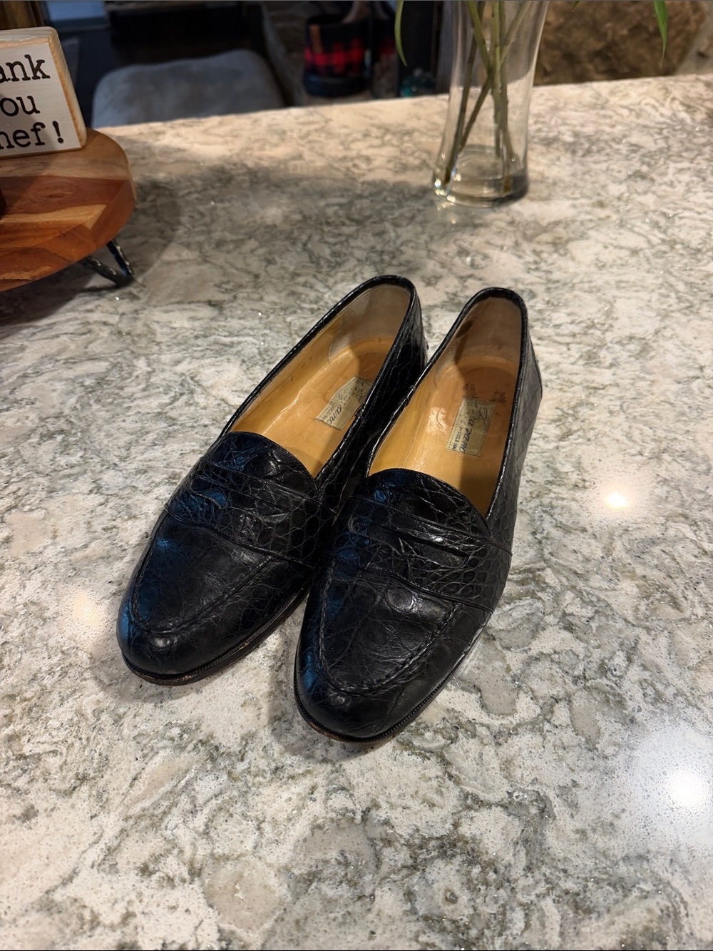 Men's Bragano by Cole Haan Black Croc-Embossed Leather Loafers